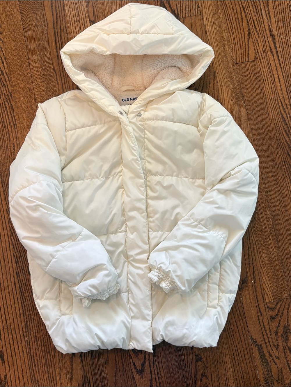 Old Navy Kids Cream Hooded Puffer Jacket Sz XL 14-16
